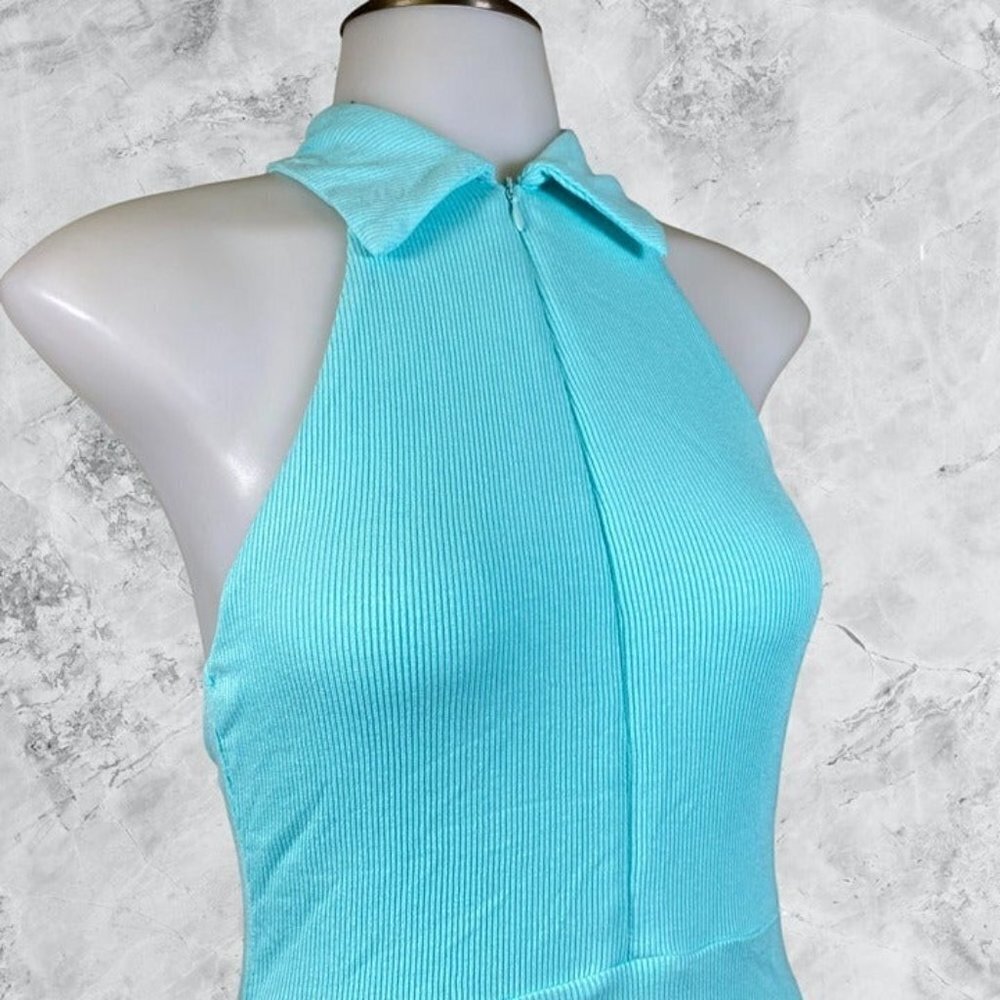 ALL THE WAYS Talia Open Back Zip Dress - Aqua - Picture 7 of 9